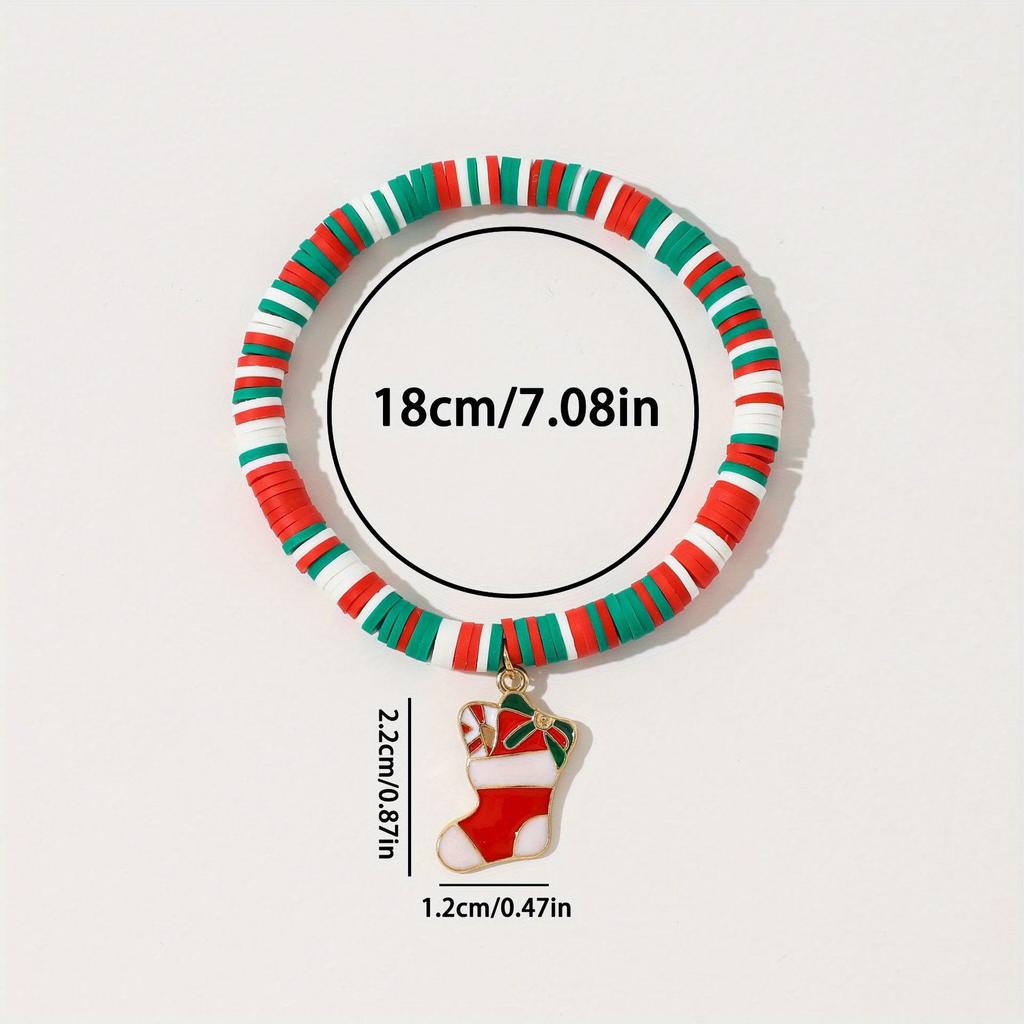 Pulseira de Natal Presente, Papai Noel Cerâmica Macia Pulseira de Contas com Natal Ajustável Feliz Natal Pulseira de Desejos para Mulheres
