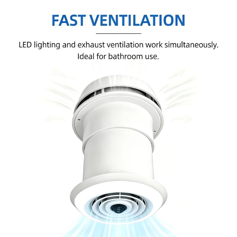 Motorhome Vent Light Assembly for Round Roof Opening, Roof Mounted Component with Integrated LED Using 12V Power