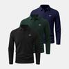 Set da Uomo 3 Pezzi di Polo a Manica Lunga, caratterizzato da un semplice design con colletto a 2 bottoni, tessuto traspirante e perfetto per il golf e l'abbigliamento casual