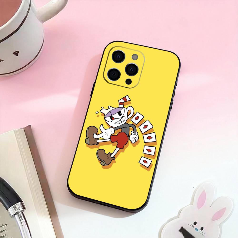 Cute CupHead And MugMan Phone Case For iPhone 17,16,15,14,13,12,11 Plus,Pro,Max,XS Silicone Soft Cover
