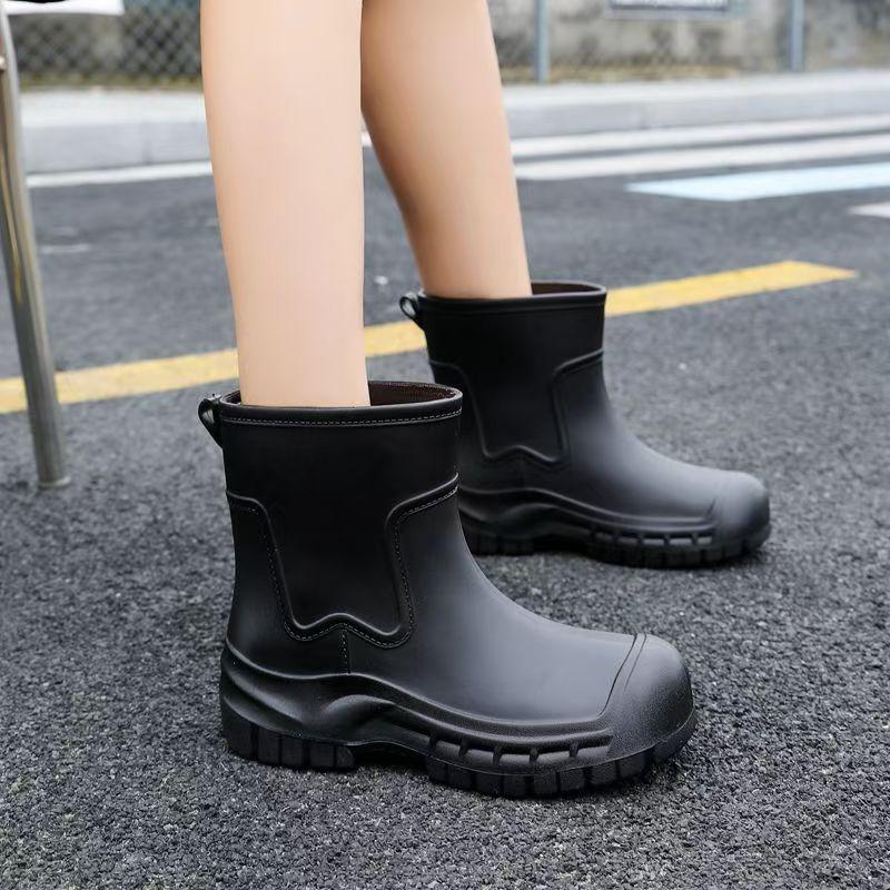 Women's Thick Sole High Top Keep Warm Rain Boots Waterproof Non Slip Detachable Cotton Cover Kitchen Work Shoes Garden Shoes