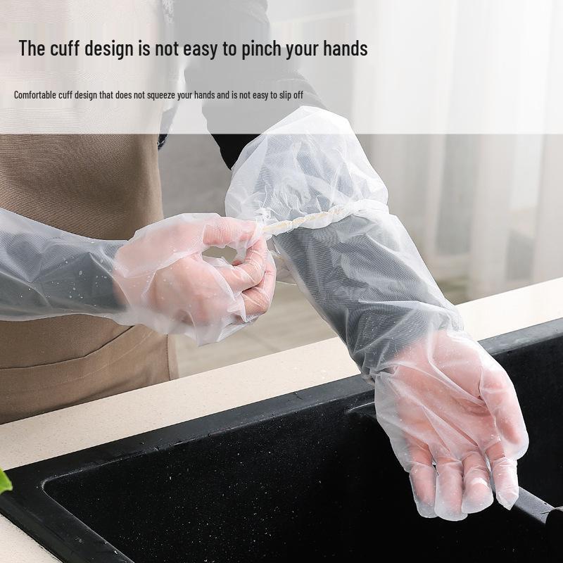 Long Disposable CPE Arm Sleeves Gloves for Kitchen, Cleaning, and Dishwashing
