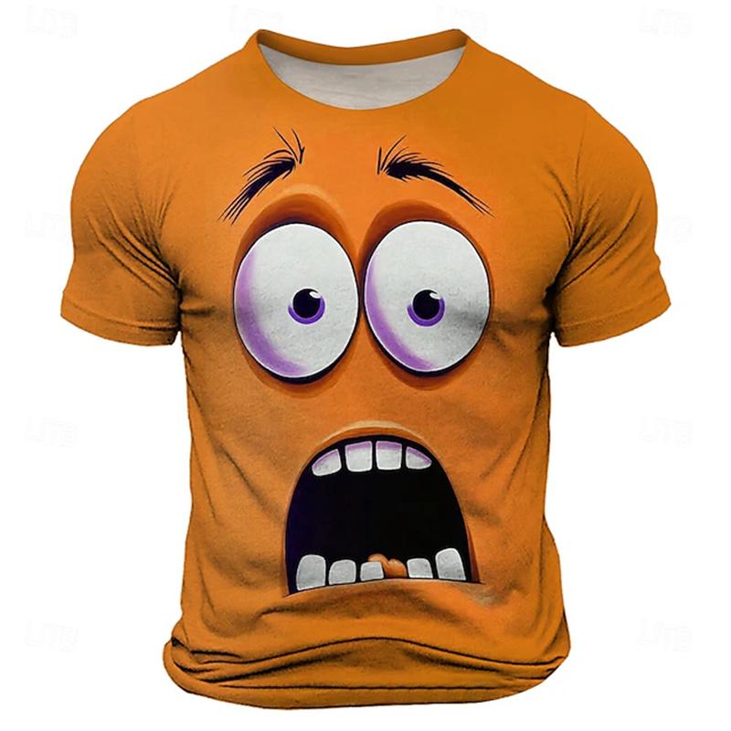 Summer Short-sleeved Funny Face Graphic T-shirts for Men's 3D Printing Casual Funny T-shirt Street Outdoor Men's and Women's Tee Tops