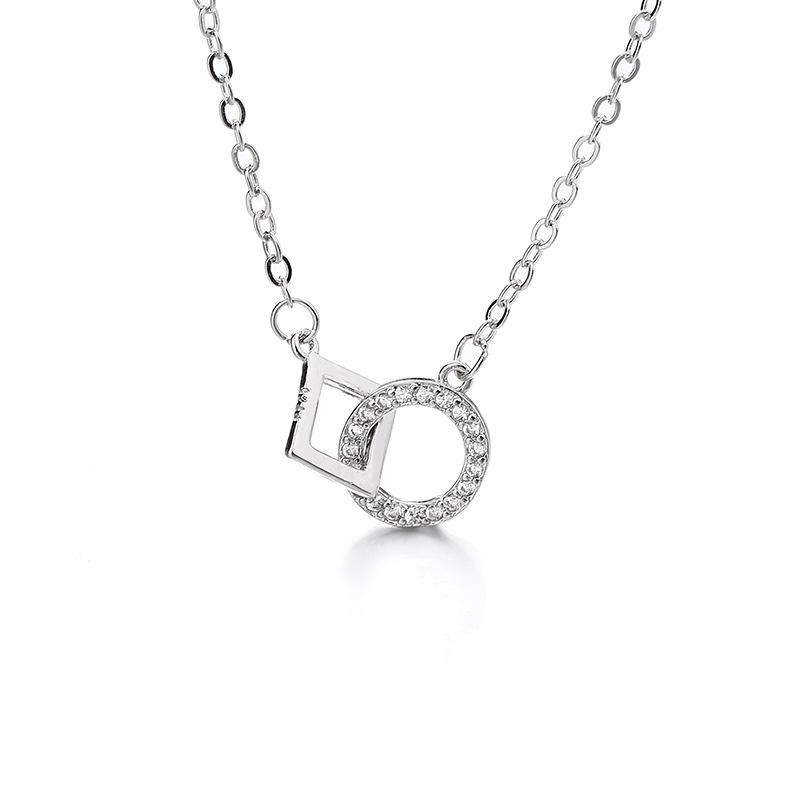 

Геометрическое циркониевое ожерелье женское регулируемое простой дизайн коробчатая переплетающаяся круглая квадратная цепочка на ключицу прилив