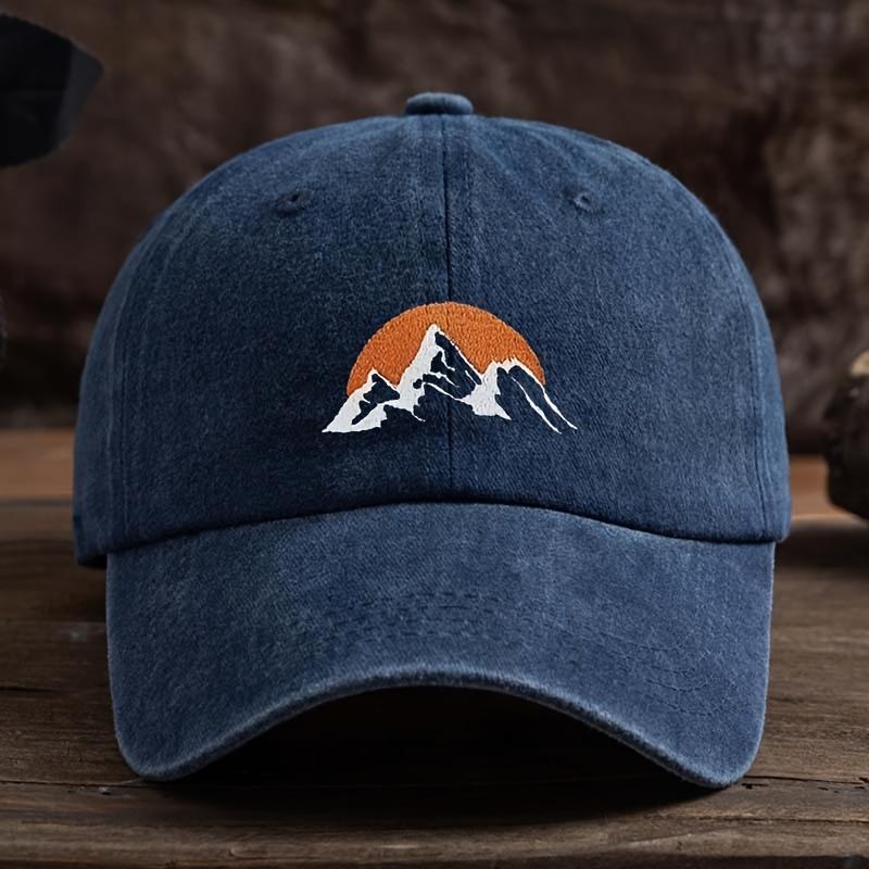 A Sun Mountain Peak Embroidered Baseball Cap a Stylish and Versatile Snapback Hat for Men Trendy for Outdoor Wear 1pc