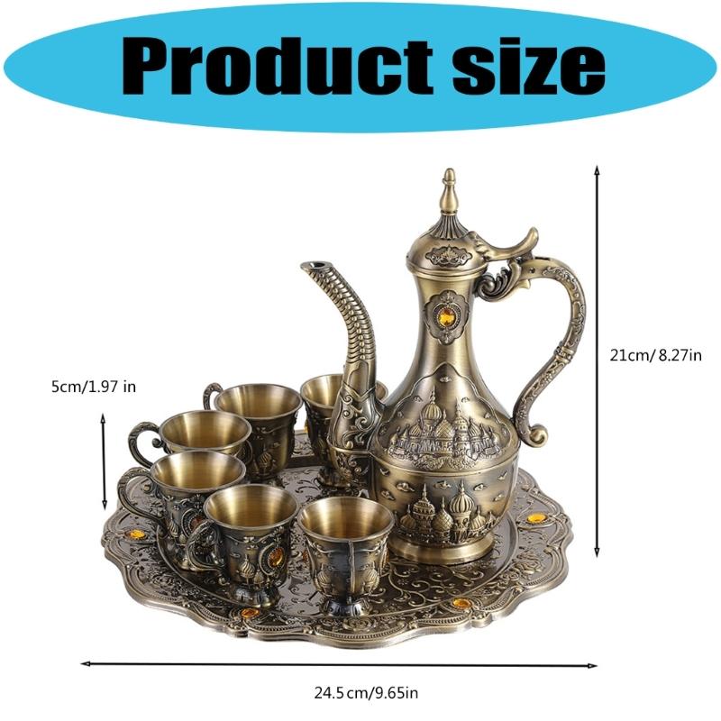 Zinc Alloy Barwares Set For Cocktail Parties And Home Decoration Bronze Finish And Simple Cleaning Coffee Pot and Cups