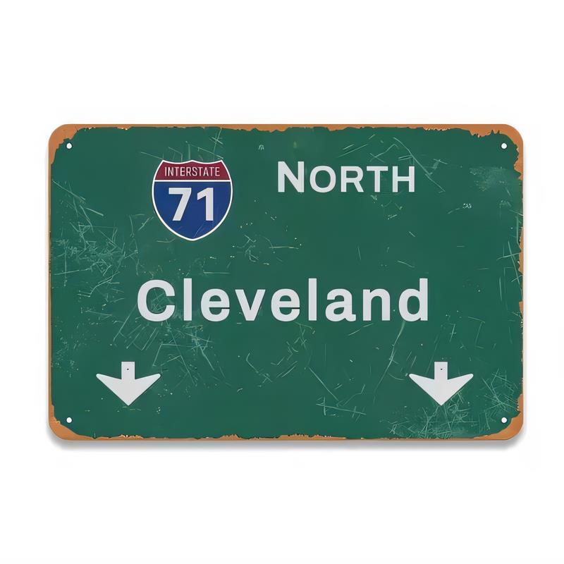 Tin Sign Interstate North Road Sign Vintage Metal Plaque Wall Art Retro Rustic Garage Bar Decor Indoor Outdoor Decorative S
