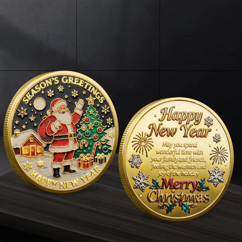 

Рождественская коллекция Санта-Клауса Памятная медаль Сувенирная монета Украшение для дома Подарок