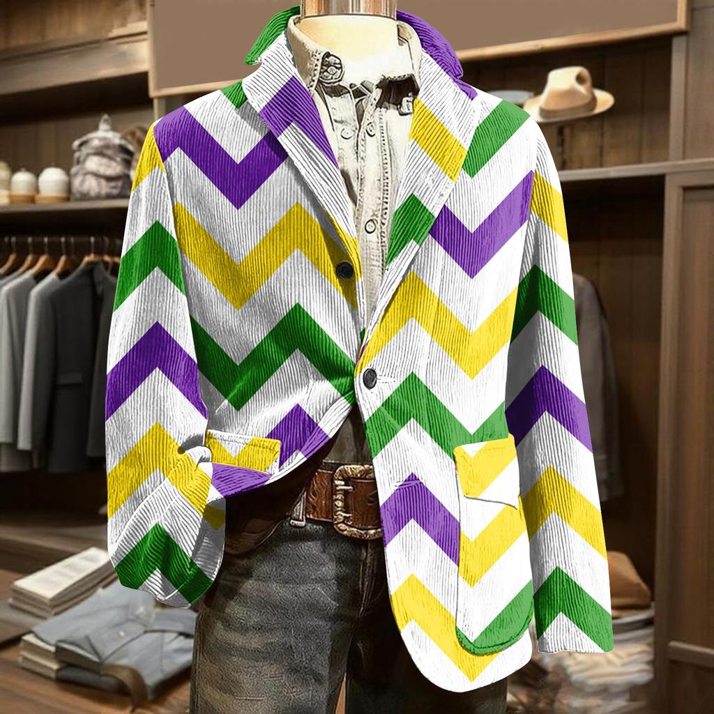 Men's Printed Corduroy Pocket Suit Jacket Cardigan Men's Casual Suit
