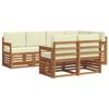Outdoor Corner Sofa Set with Cushions 7 Pcs Natural and Cream