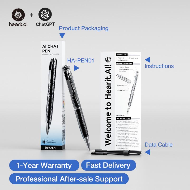 Stylish Smart AI Pen BLE52 ChatGPT Enabled Interactive Ballpoint With TF Card Expansion Support Ai Pen Connect to Chat Gpt чёрный