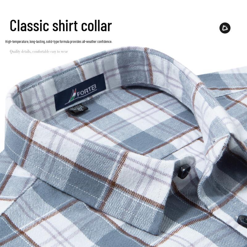 Chemise à carreaux à manches longues en coton brossé 100% pour homme Futing