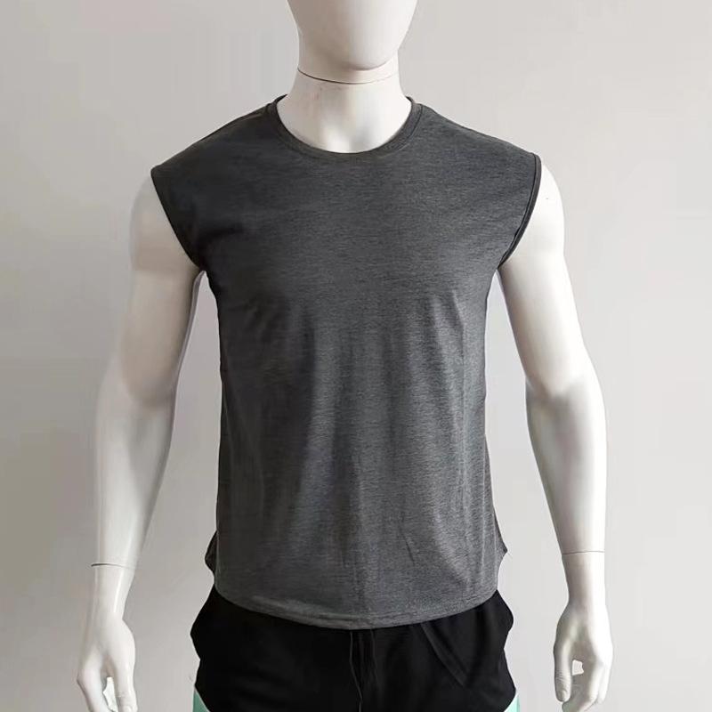 Ärmelloses T-Shirt für Herren, Sommer, Freizeit, Sport, lockeres Oberteil, kurzärmlig, unten, T-Shirt für Herren