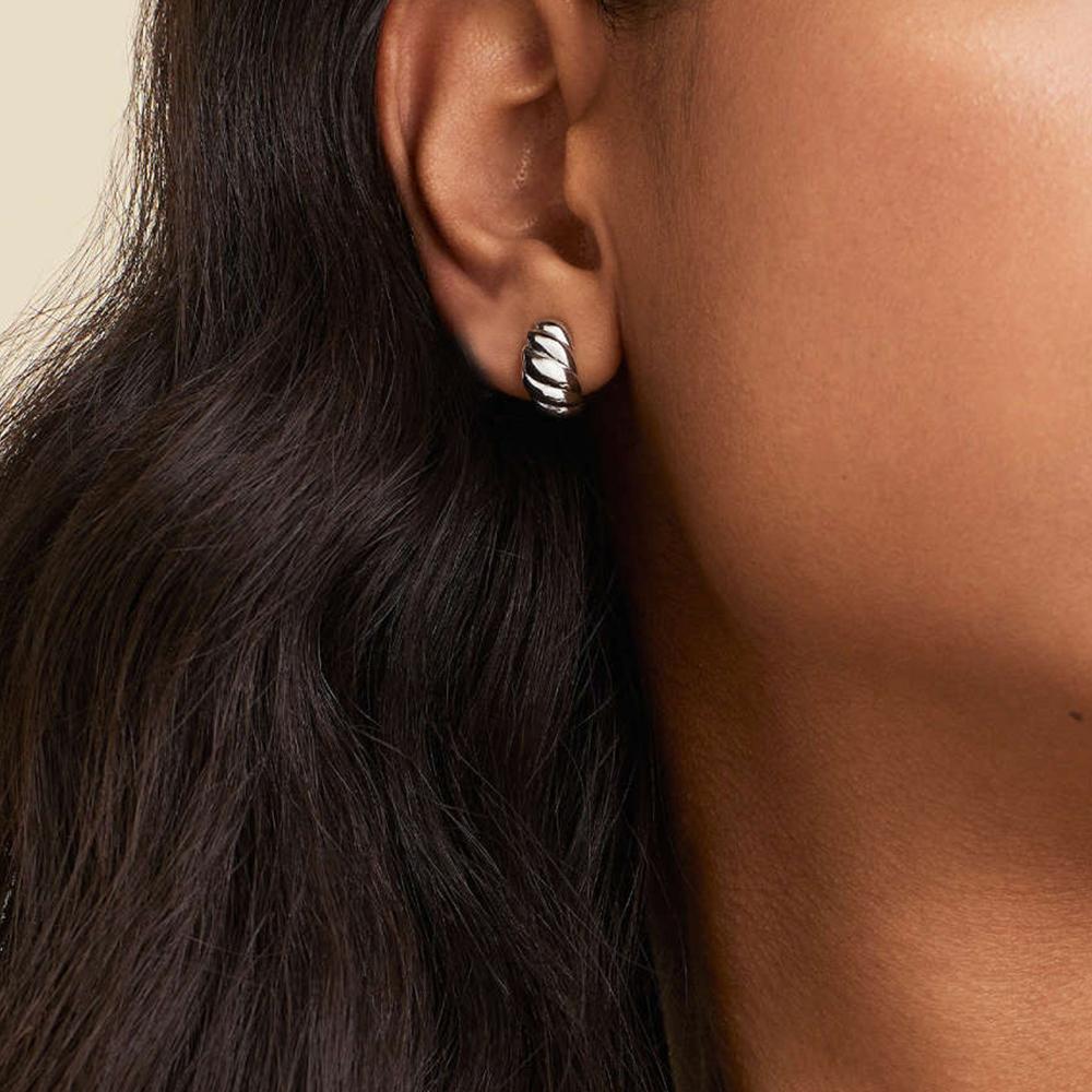 Gold Color small Stainless Steel Hoop Earrings for Women Croissant Dôme Hoops Simple EarRings Vintage Geometry