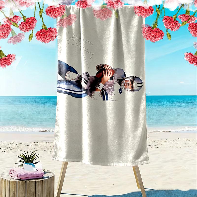 Troy Aikman Print Beach Towel, Large Soft Quick Dry Towel for Beach Camping Swimming