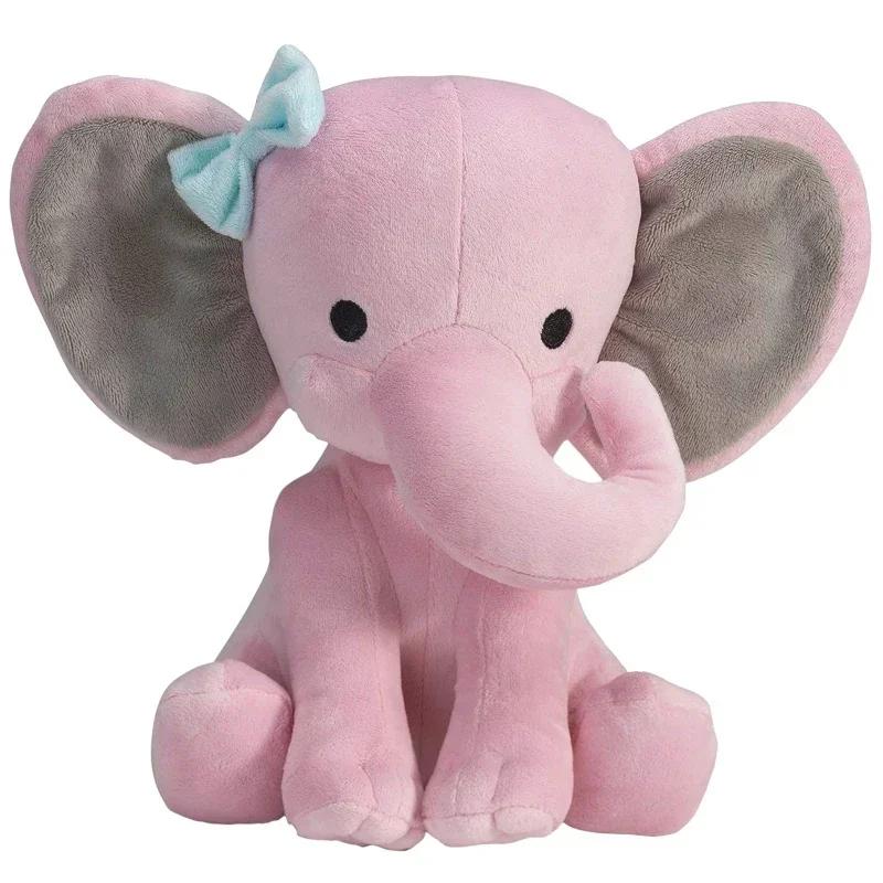 25cm Colorful Elephant Stuffed Plush Toys Kawaii Animals Soft Soother Sleeping Stuffed Pillow Doll Plushie for Baby Room Decorative Gifts