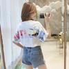 Women's Colorful Letter Short-Sleeve T-Shirt - 2024 Korean Summer Style, Loose Plus Size Student Top