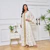 Women's Evening Gown: Stylish Long Dress Featuring Textured Floral Patterns and Gold Foil Accents