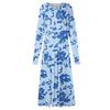 Women's And Winter Casual Fashion V-neck Long Sleeve Print Long Dress