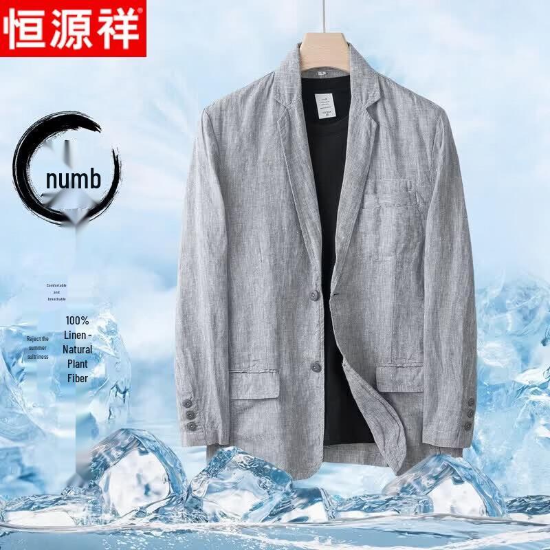 Hengyuanxiang Men s Lightweight Linen Casual Blazer L