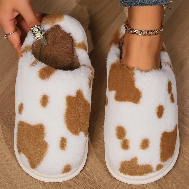 

Модные разноцветные хлопковые тапочки в горошек, женские удобные плюшевые тапочки из искусственного меха для женщин, домашние с круглым носком, нескользящие меховые шлепанцы для дам 44-45 коричневый