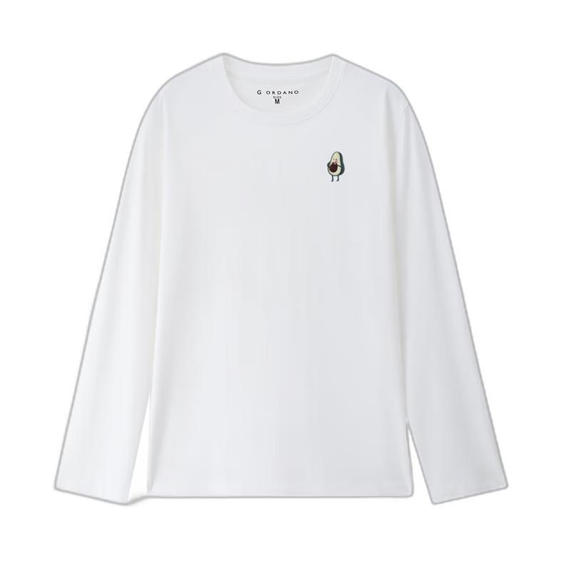 Giordano Women s Cotton Avocado Embroidered Long-Sleeve T-Shirt M