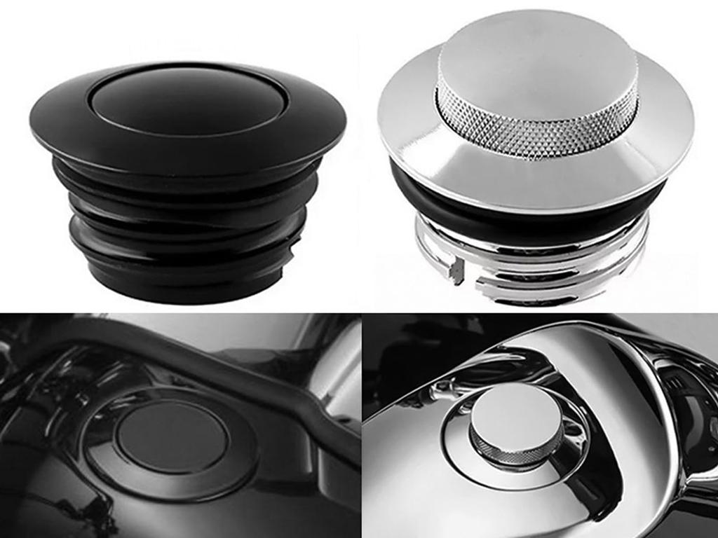 LEXOR Motorcycle Tank Cap, Fuel Tank Cover, Gas Cap, For Harley Dyna, Softail, Sportster XL883, XL1200 [Silver]