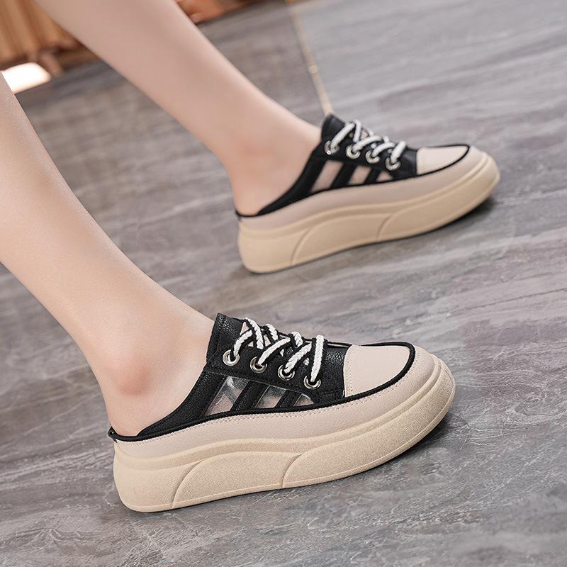 Summer New INS Breathable Hollow Bag Head Half Slippers Casual Shoes Platform Sandals