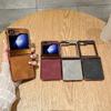 Z Flip 6/5 Phone Case Electroplated Vintage Leather Texture Hinge Cover Shockproof Protector