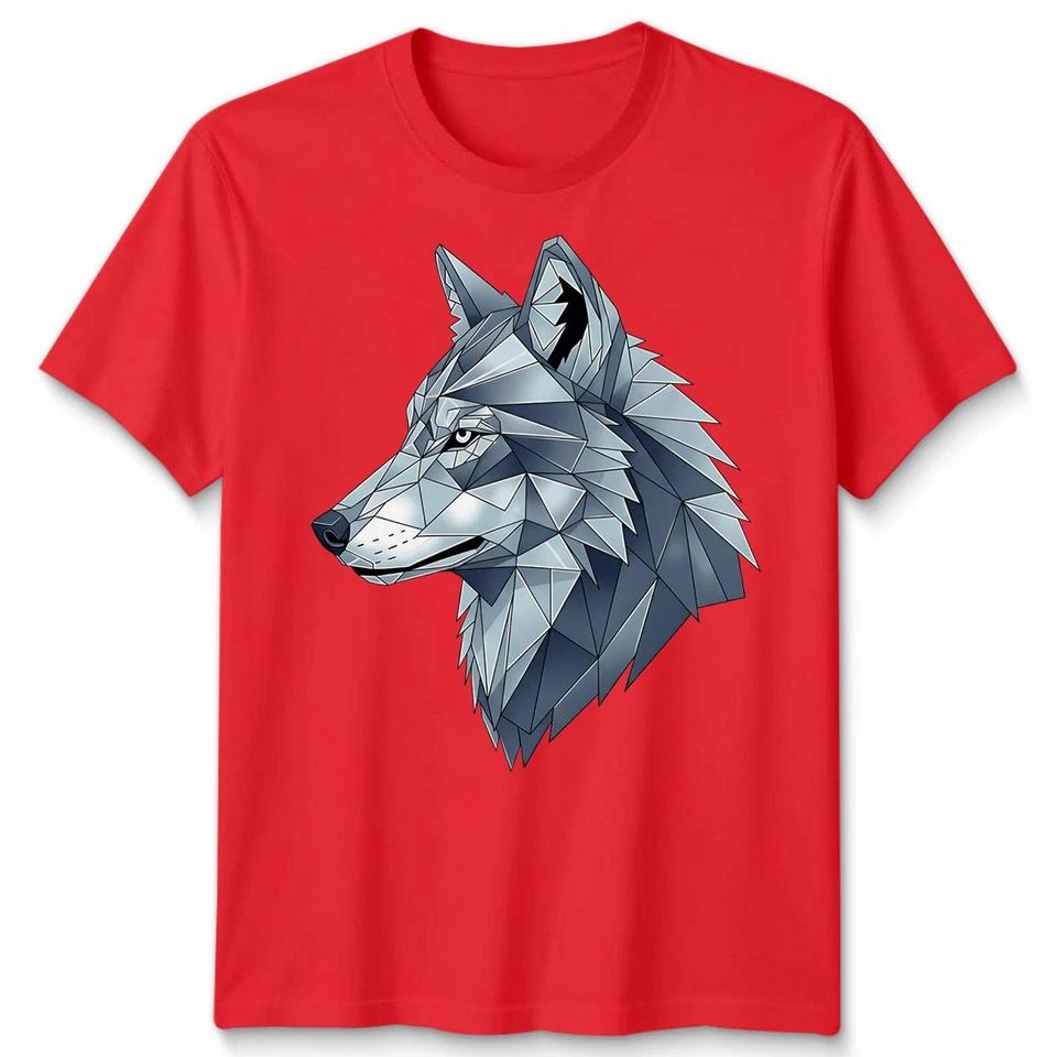 Geometric Wolf Wolves Animals Mens T-Shirt Womens Tee Unisex Tee Faceted Design 5 2XL