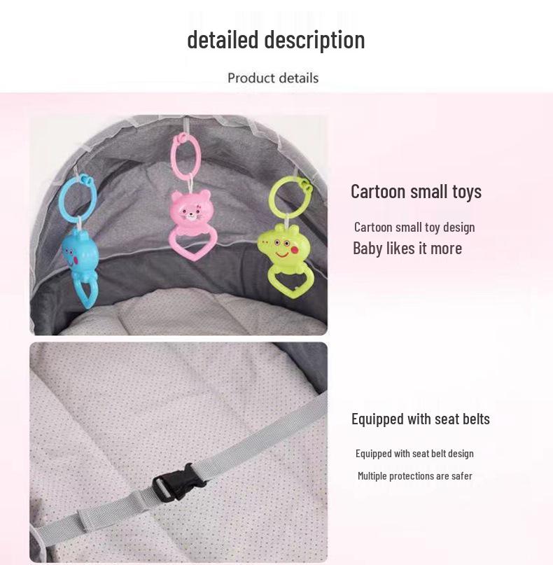 Bärbar hopfällbar babysäng med myggsäkert överdrag