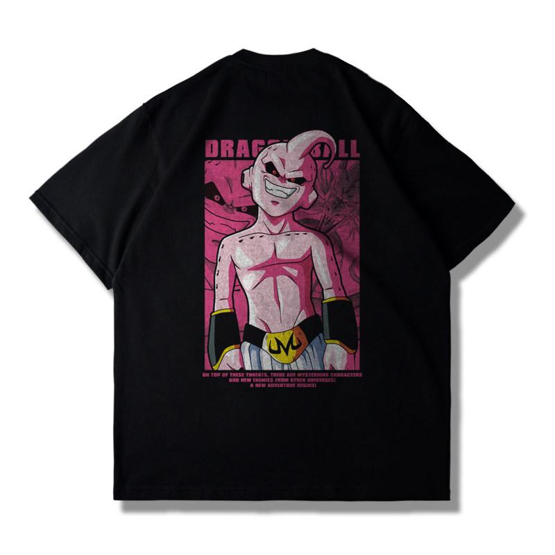 The Anime Dragon Ball Collaboration Black Goku Shortsleeved Tshirt for Men and Women in Loose Black and White for Summer