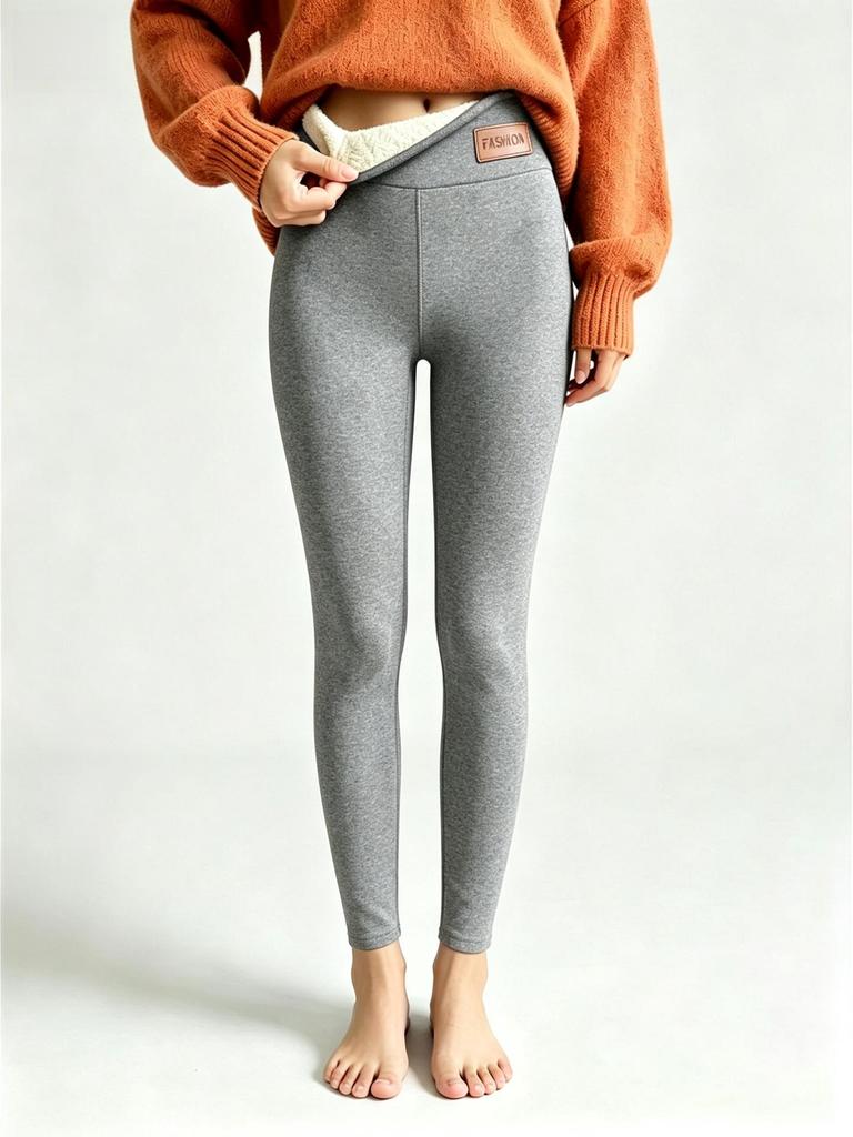 Plus-Size Velvet Lined Warm Leggings - Autumn/Winter Thickened Lambskin