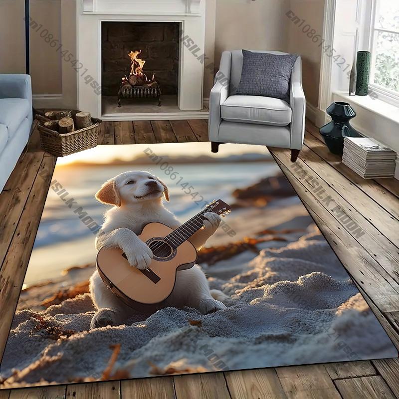 Tappeto Carino Famiglia Golden Retriever, Tappetino con Stampa Cuccioli e Mamma Cane, Tappeto Antiscivolo per Soggiorno Camera da Letto Decorazione per Amanti degli Animali
