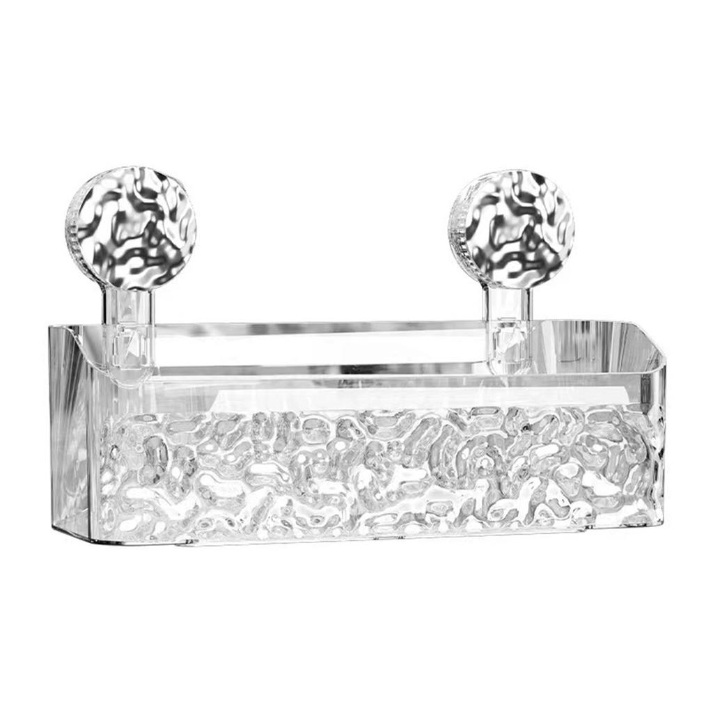 Suction Cup Storage Box Glacier Pattern Punch-Free Hanging Basket Multifunctional Toiletries Shelves For Bathroom Home