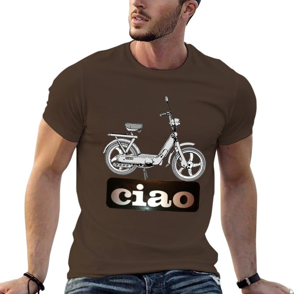 Cześć skuter biały napisz T-shirt koszulki anime koszulka męska letnie topy czarne koszulka z krótkim rękawem mężczyźni