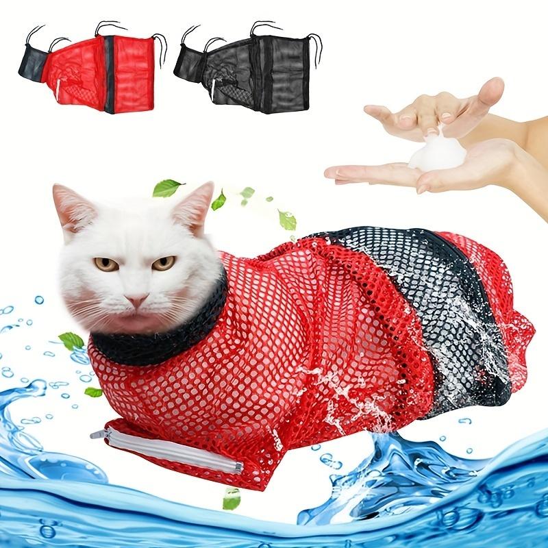 Cat Bathing Bag, Breathable Mesh Cat Shower Bag Anti Scratch Adjustable Cat Grooming Bag For Nail Trimming, Bathing Polyester So