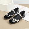 Fashion Spring  Autumn Sweet Wind Butterfly Knot Flat Heel Women's Shoes with Shallow Mouth One Button Strap Flat Bottom Single Shoes