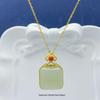 Chinese Ethnic Style S925 Sterling Silver Gold-Plated Hetian Jade Cloud Pendant Necklace