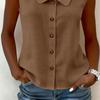 Women's Sleeveless Casual Shirt Button Down Collar Blouse Lightweight Summer Top Relaxed Fit Soft Fabric