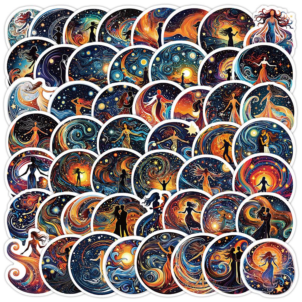

50 Starry Sky Graffiti Stickers - Waterproof & Colorful for Water Bottles, Computers, Luggage, & Stationery