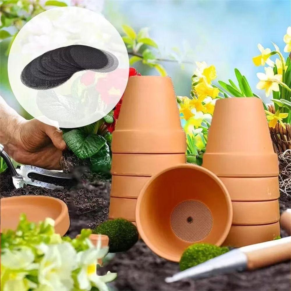 50PCS/Set Plastic Flower Pot Hole Mesh Pad Prevent Soil Loss Breathable Flower Pot Bottom Mat Round Flower Pot Gasket Garden