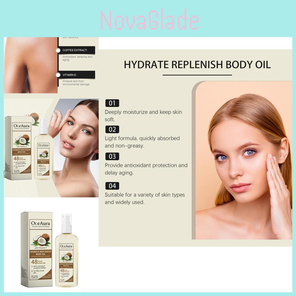 Oceaura Coconut Moisturizing Oil Luxurious Skin Hydration For Daily Massage Therapy