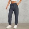 Modische Damen-Hose mit geradem Bein in Farbe, mit hohem Bund, Tunnelzug, Taschen und elastischem Bund, Freizeit-Hose
