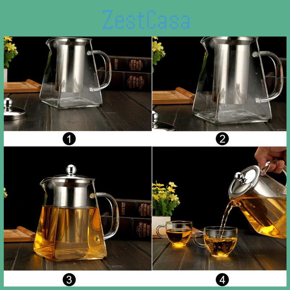 Glass Infuser With Heated Teapot Resistant Container Flower Tea Herbal Pot Mug Clear Kettle Square Filter Glass Tea Pot Teaware