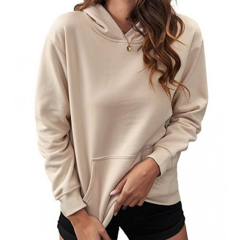 Womens Oversized Hooded Sweatshirt Long Sleeve Solid Color Fleece Lined Casual Top Teens Young Adults