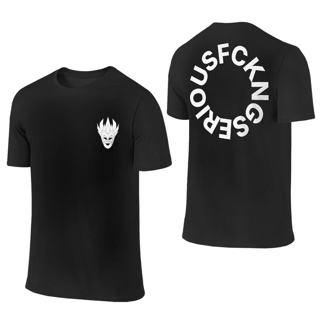 Novidade Boris Brejcha Fckng Serious Camisetas Masculinas Femininas Gola Redonda 100% Algodão Camiseta DJ Music Tour Tee Frente e Verso Roupa Plus Size