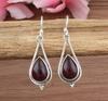 Solid 925 Sterling Silver Garnet Gemstone Dangle Drop Earrings Women Birthstone Gift Earrings Gift For Mom