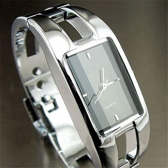 Women's Square Dial Changing Color Bracelet Bangle Quartz Fashion Wrist Watch