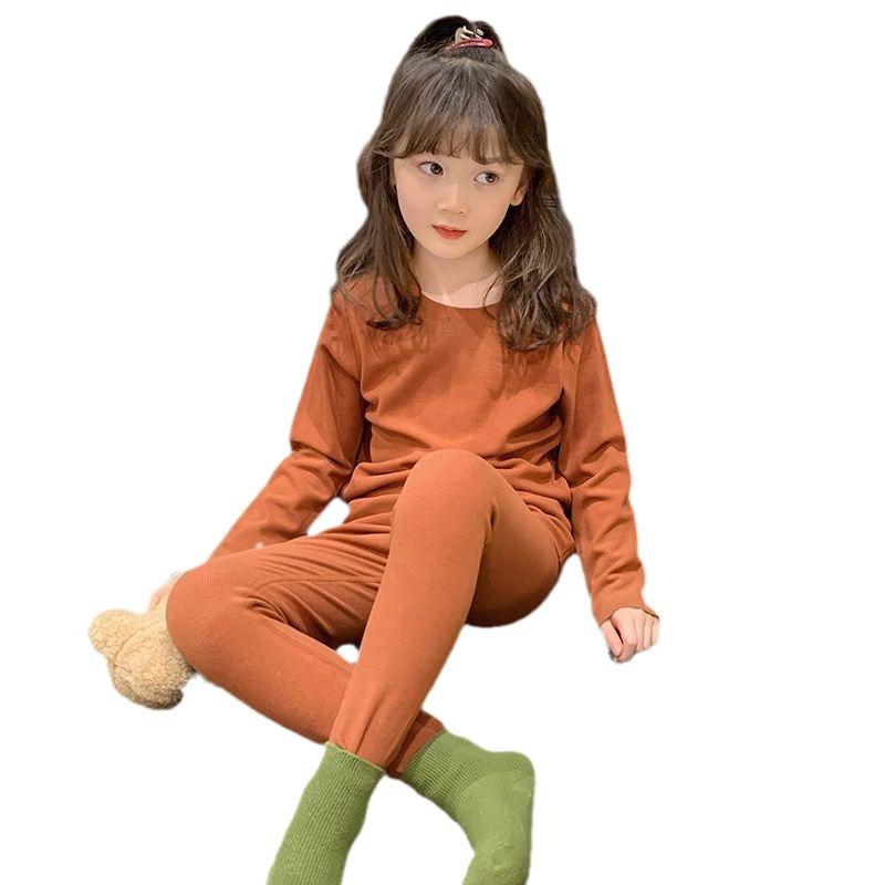 Girls' Fleece-Lined Pajama Set: Warm Autumn/Winter Homewear for Kids
